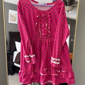 Pink Polka Dot Kids Casual Dress